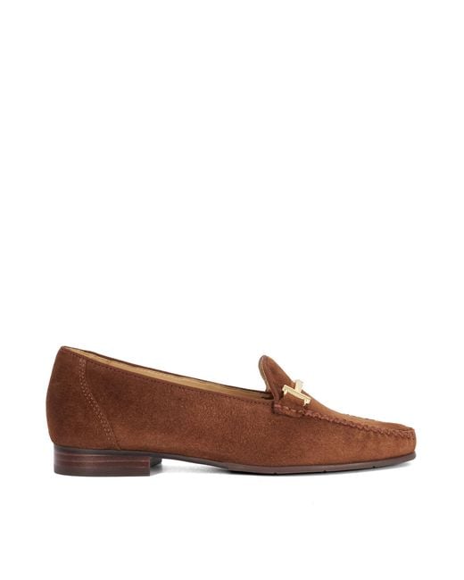 Dune Brown Gilli T Snaffle Trim Leather Loafers