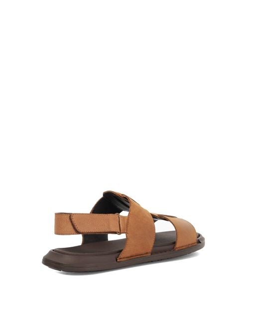 Dune Brown Izan Leather Sandals for men