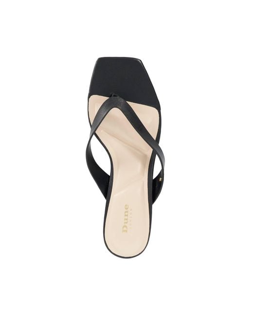 Dune Black Manic Square Toe Kitten Heel Flip Flop Thong Sandals