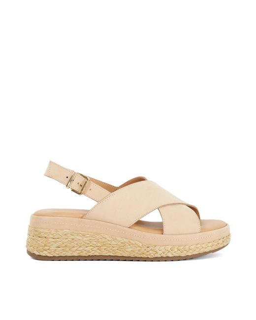 Dune Natural Kiya Raffia Flatform Sandals