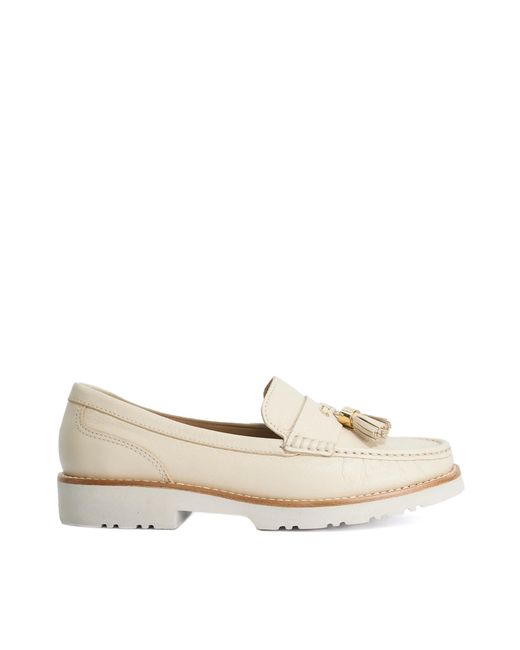Dune Natural Wf Gwen Wide Fit Casual Tassel Trim Loafers
