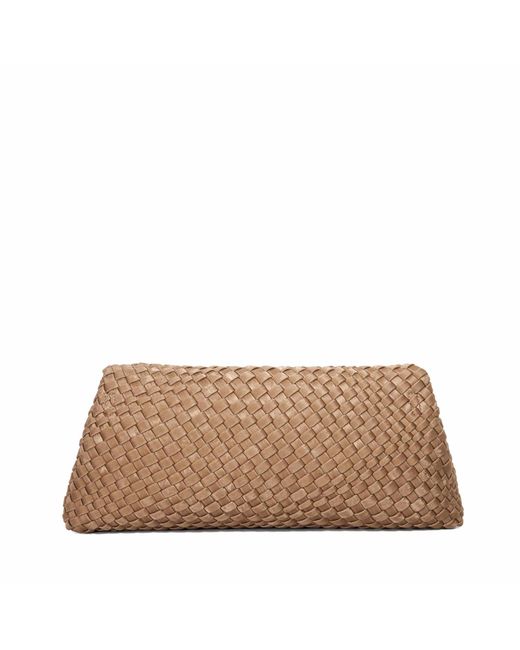 Dune Brown Encourage Woven Clutch With Cross Body Strap