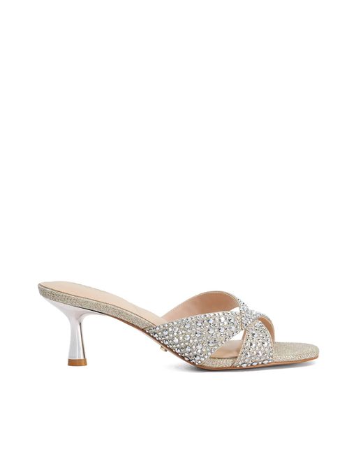 Dune Metallic Monette Cut-Out Heeled Mules