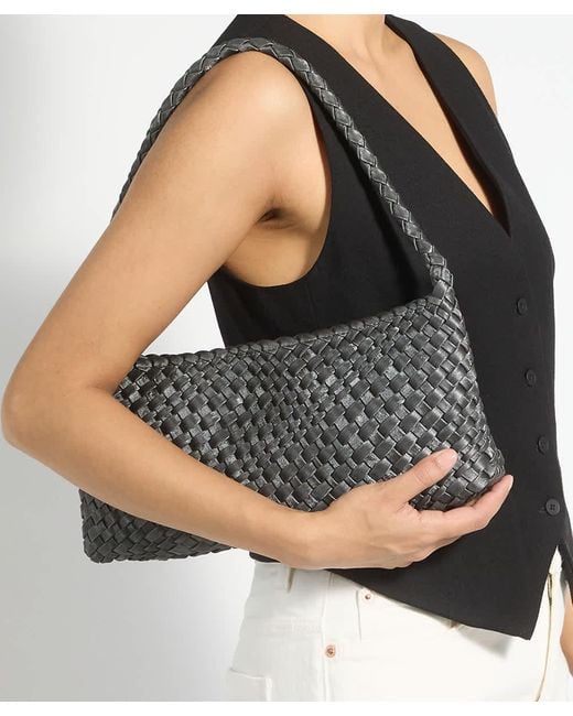 Dune Gray Deliberating Woven East-West Shoulder Bag