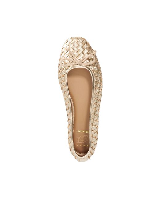 Dune Natural Heat Woven Leather Bow Detail Ballet Pumps