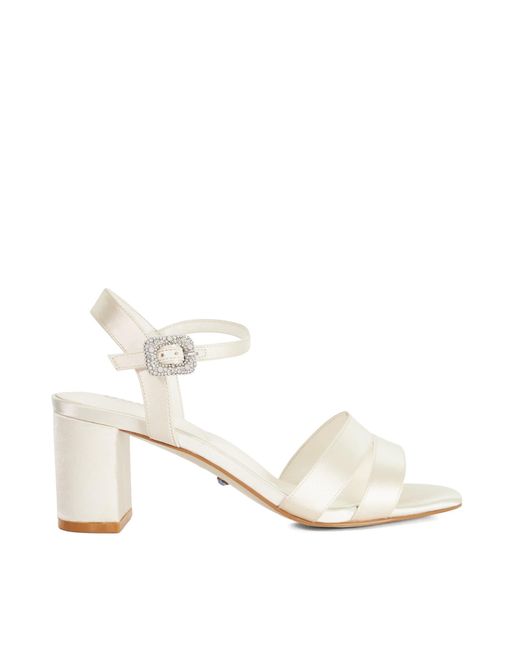Dune White Marital Mid Height Block Wedding Heels
