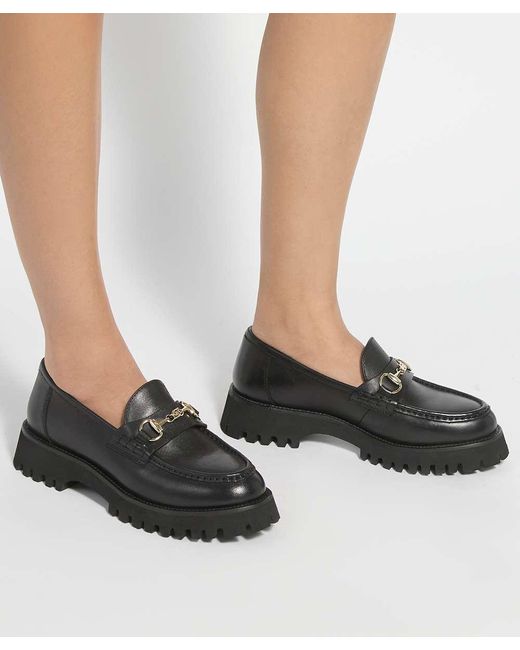 Dune Black Grissinis T Chunky Snaffle Trim Loafers
