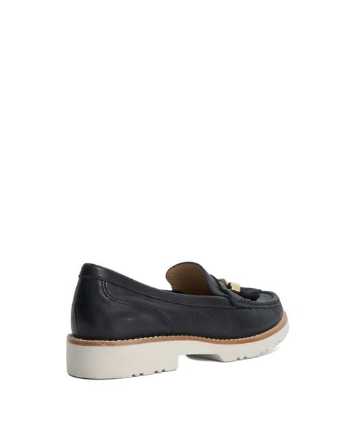 Dune Black Wf Gwen Wide Fit Casual Tassel Trim Loafers