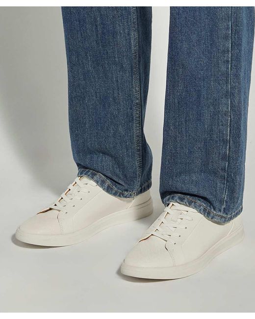 Dune White Traces Lace-Up Trainers for men