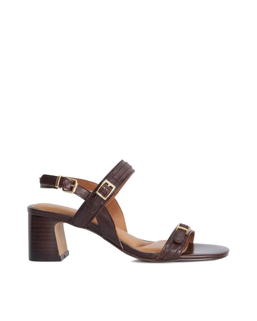 Dune Brown Jiving Mid Height Block Heel Sandals