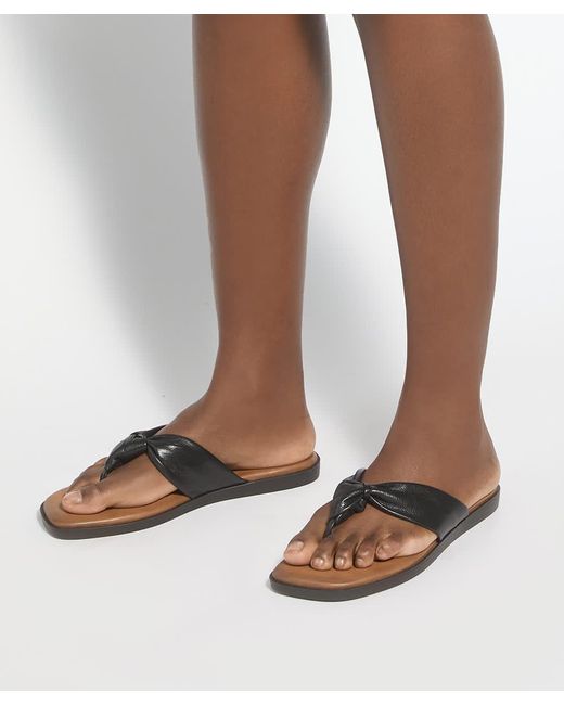 Dune Black Looks Leather Toe Post Flip Flop Sandals