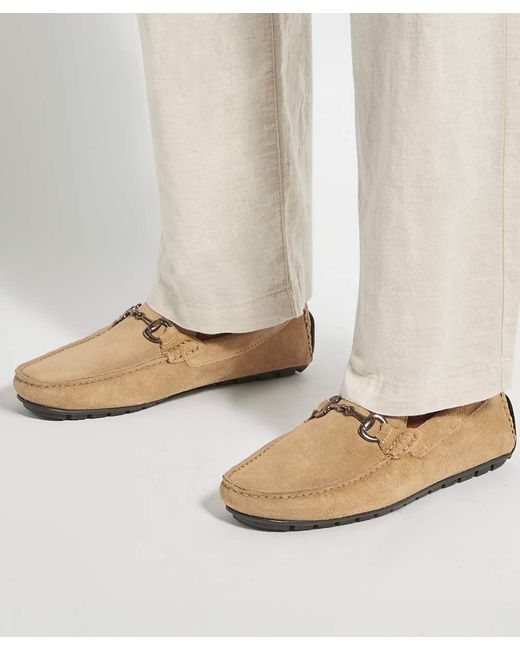 Dune Natural Brackon Wf Suede Snaffle Trim Moccasins for men