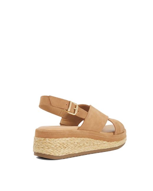 Dune Natural Kiya Raffia Flatform Sandals