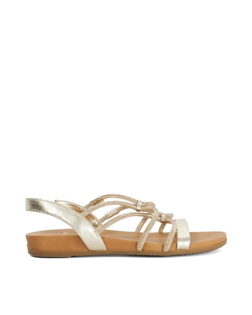 Dune Natural Lyrically Flat Strappy Sandals