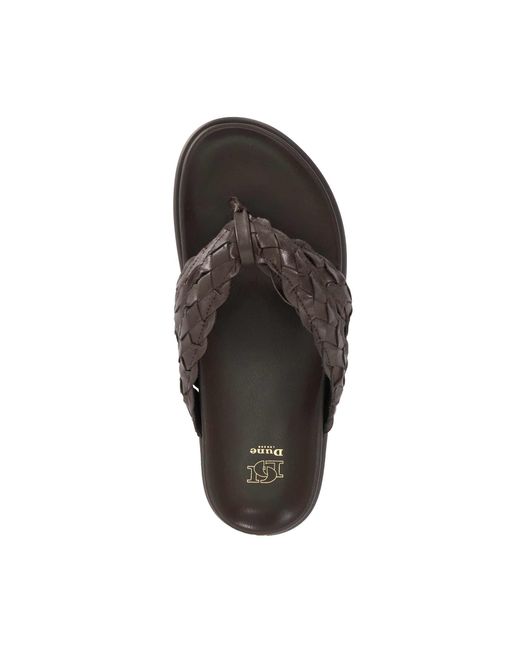 Dune Brown Lindie Woven Leather Toe Post Flip Flop Sandals