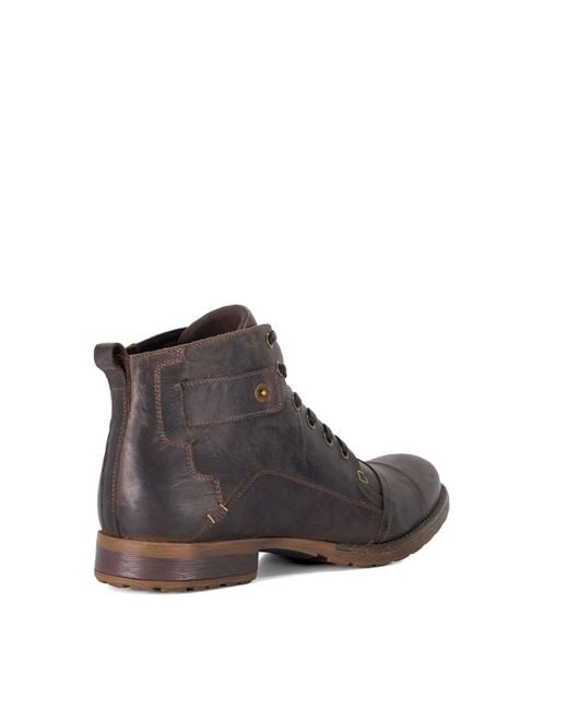 Dune Brown Simon Leather Lace Up Chukka Boots for men
