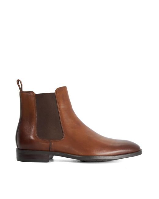 Dune Brown Matchin Flexi Sole Leather Chelsea Boots for men