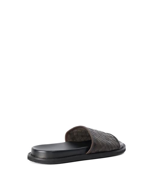 Dune Brown Ivar Woven Leather Slider Sandal for men