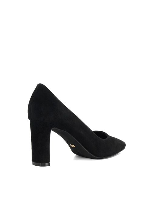 Dune Black Wf Arriving Wide Fit High Block Heel Court Shoes
