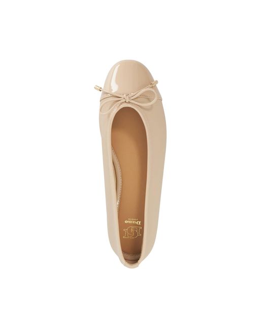Dune Natural Haliah Patent Toe Cap Ballet Flats