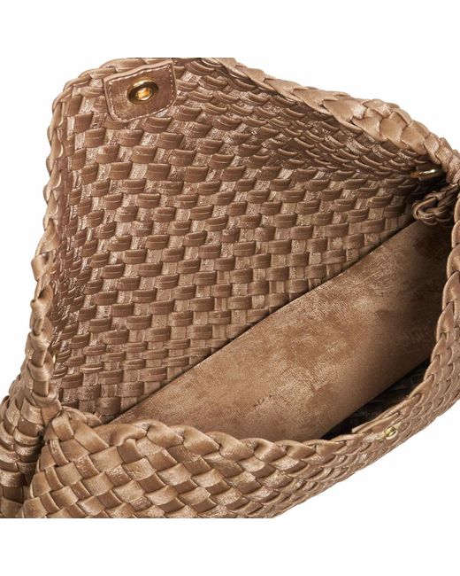 Dune Brown Encourage Woven Clutch With Cross Body Strap