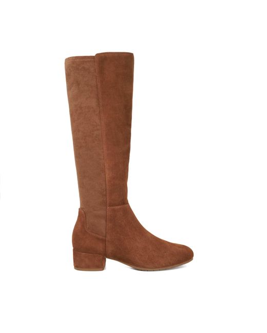 Dune Brown Tayla Stretch Knee-High Boots