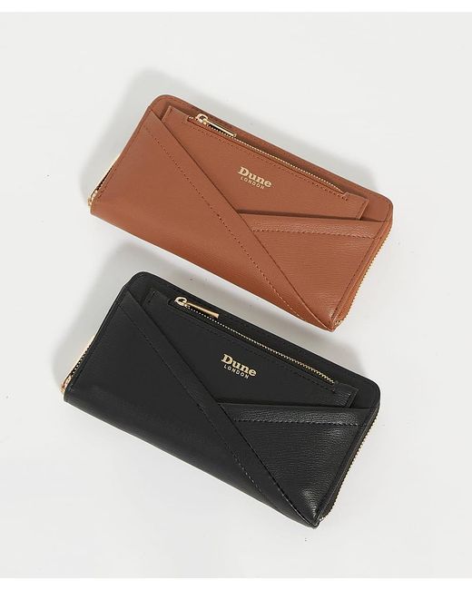 Dune Black Kelbey Crossover Detail Zip Around Purse