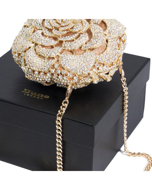 Dune Metallic Bling Floral Diamante Embellished Clutch