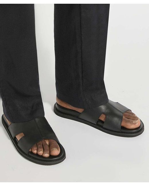 Dune Black Ishaa Leather Slip On Sandals for men