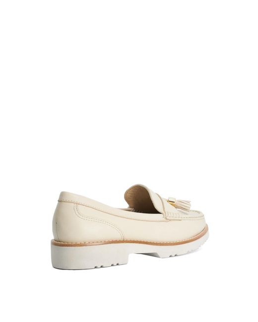 Dune Natural Wf Gwen Wide Fit Casual Tassel Trim Loafers