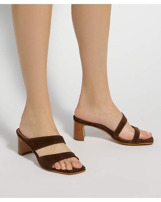 Dune Brown Jaeda Suede Block Heel Mules