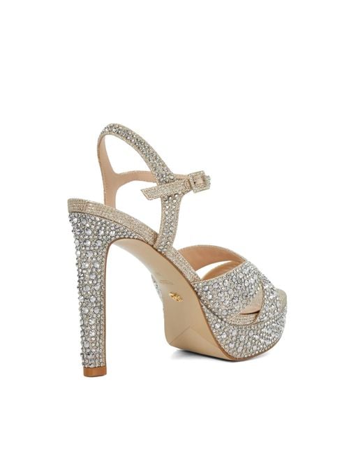 Dune Metallic Mayve Embellished Platform High-Heel Open Sandals