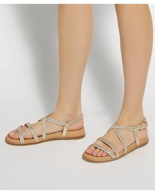Dune Brown Laite Braided Flat Sandals
