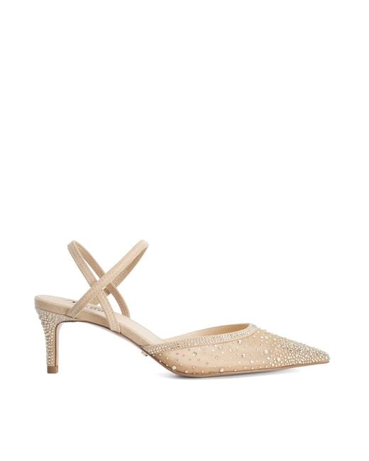 Dune Natural Charismatic Mesh Diamante Slingback Shoes