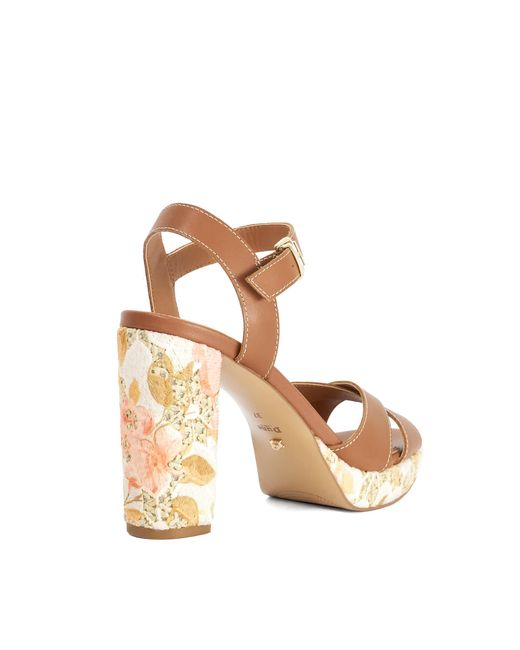 Dune Metallic Monique Leather Floral Pattern Platform Heels