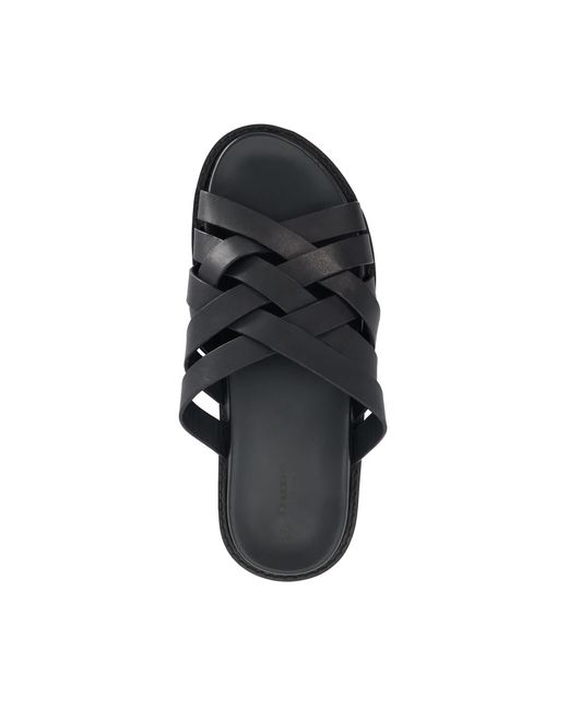 Dune Black Iddris Leather Woven Slip-On Sandals for men
