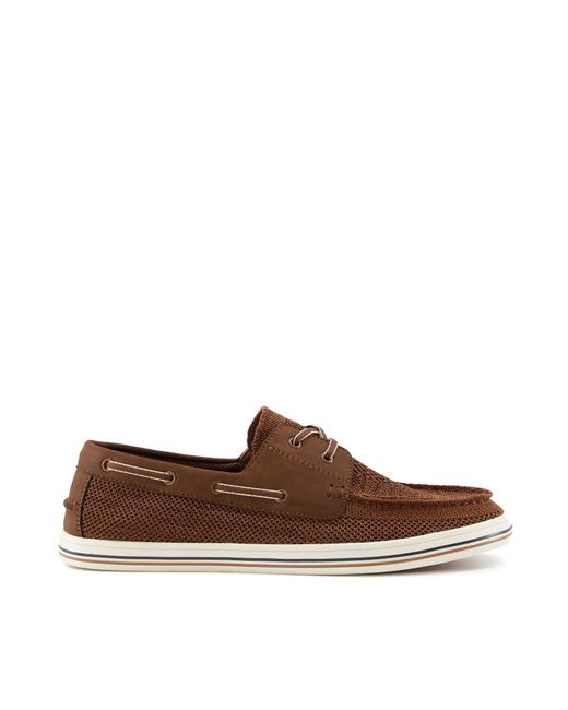 Dune Brown Burnner Knitted Boat Shoes for men