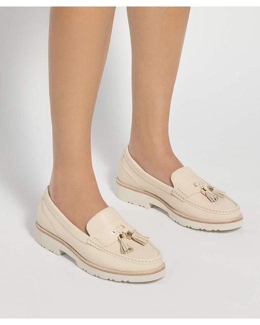 Dune Natural Wf Gwen Wide Fit Casual Tassel Trim Loafers