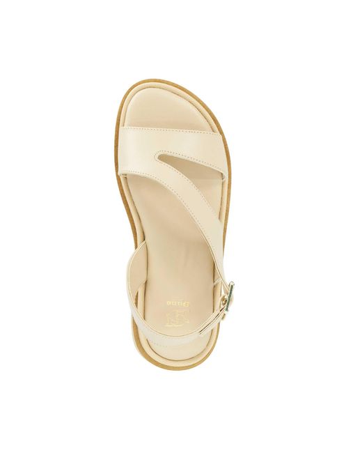 Dune Natural Larko Leather Sandals