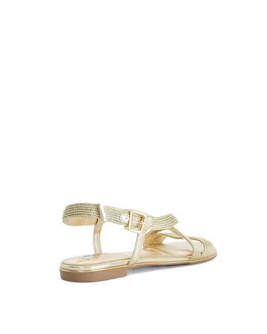 Dune Natural Wf Lope Flat Strappy Sandals
