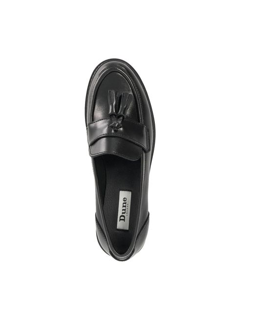 Dune Black Gracelyn Leather Tassel Trim Chunky Loafers