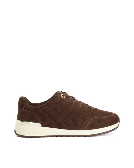 Dune Brown Evelie Quilted Low-Top Trainers