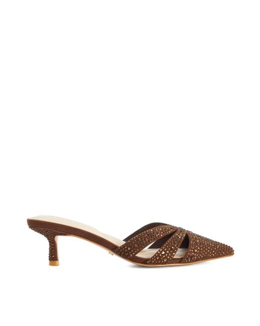 Dune Brown Calla Embellished Heeled Mules