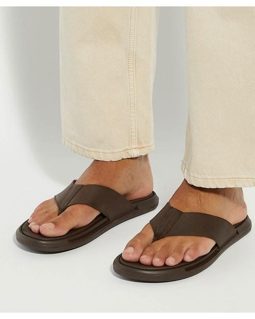 Dune Brown Inside Leather Toe Post Sandals for men