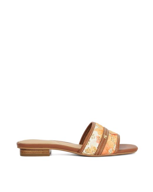 Dune Brown Leti Open Toe Block Heel Sandals