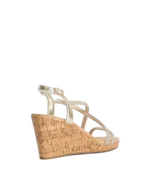 Dune Metallic Kiikii Cork Wedge Sandals