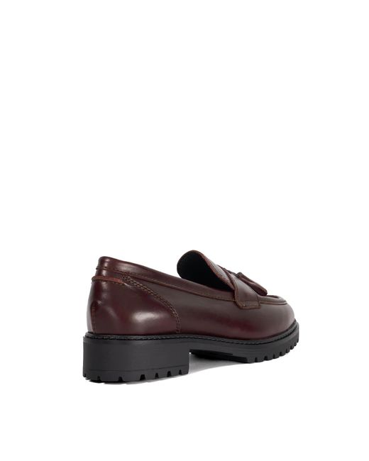 Dune Brown Wf Gracelyn Wide Fit Cleated Sole Leather Tassel Trim Loaf