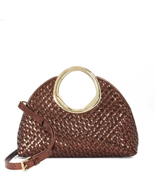 Dune Brown Earning Handle Woven Bag