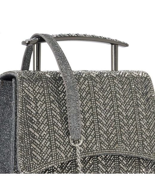 Dune Gray Bedazzle Sculptural Top-Handle Bag