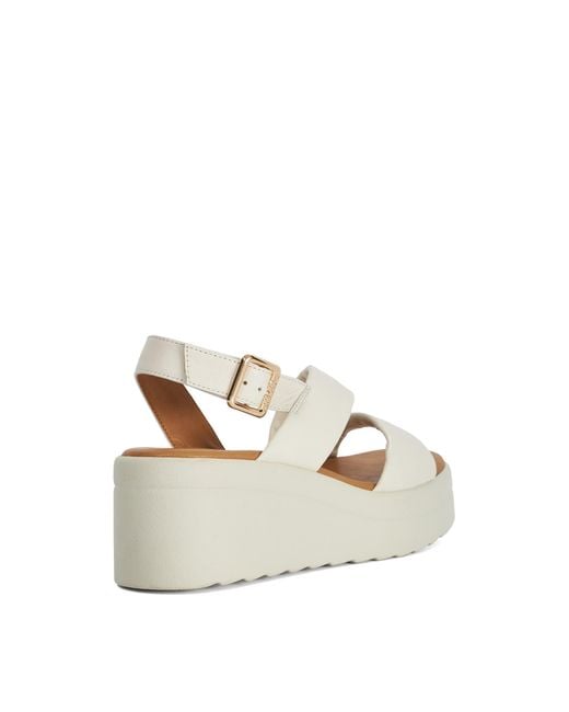 Dune Natural Karing Leather Wedge Sandals